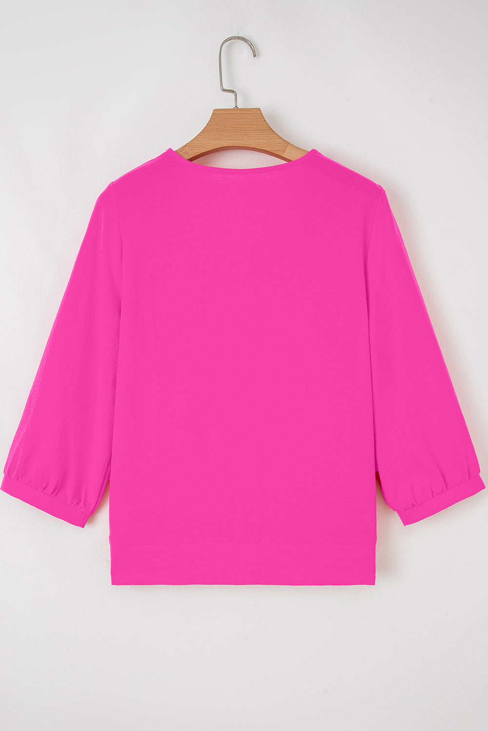 Moonlight Jade Frilled V Neckline Bracelet Sleeve Crinkled Blouse