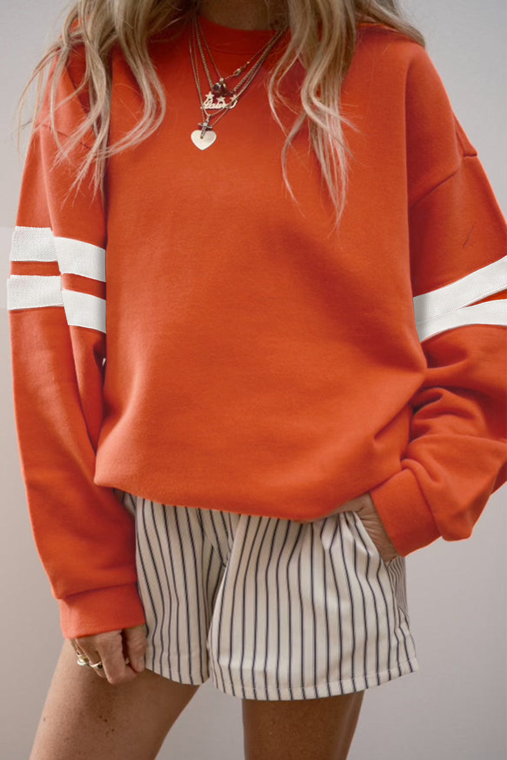 Evergreen Varsity Striped Detail Drop Shoulder Oversized Sweatshirt