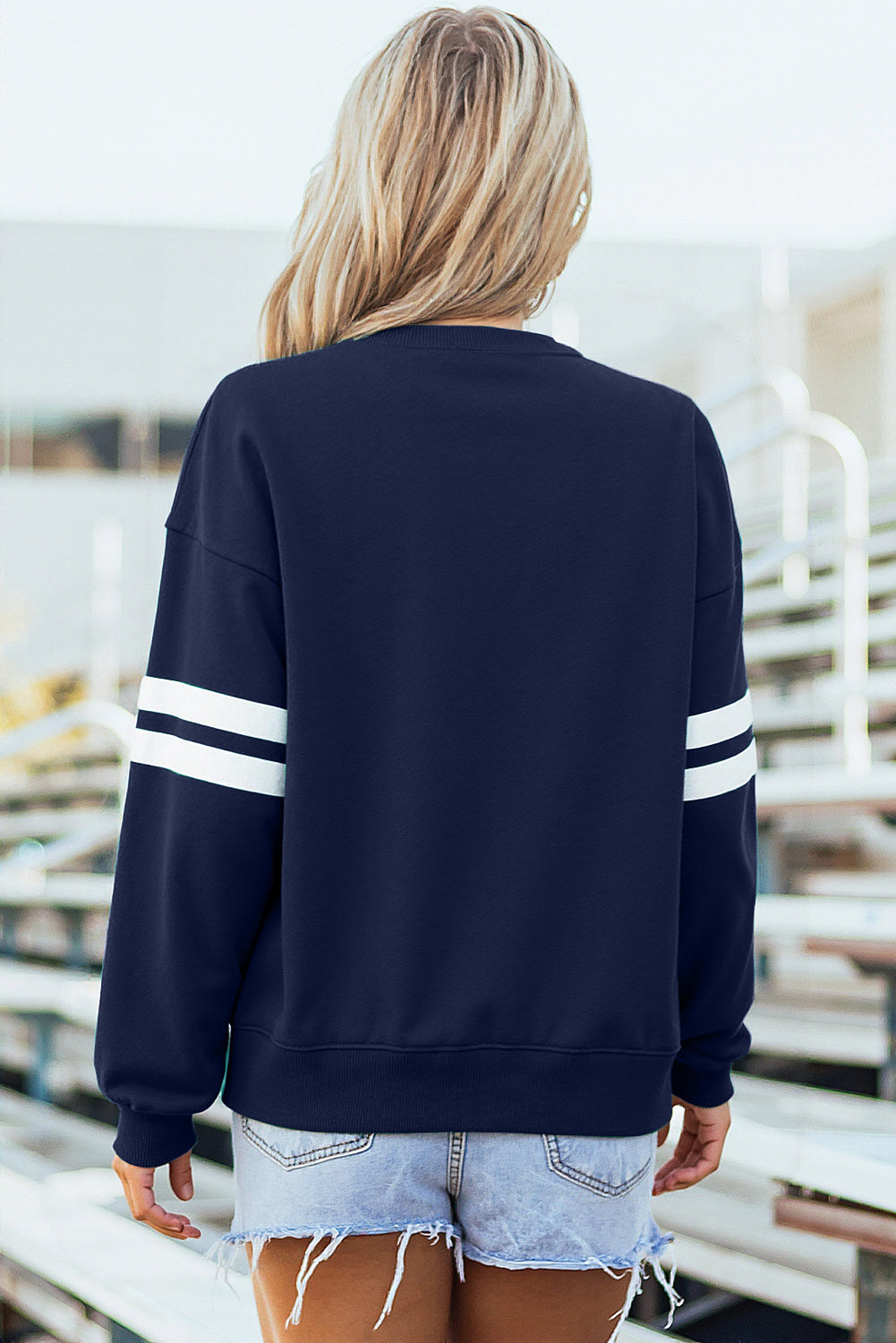 Evergreen Varsity Striped Detail Drop Shoulder Oversized Sweatshirt