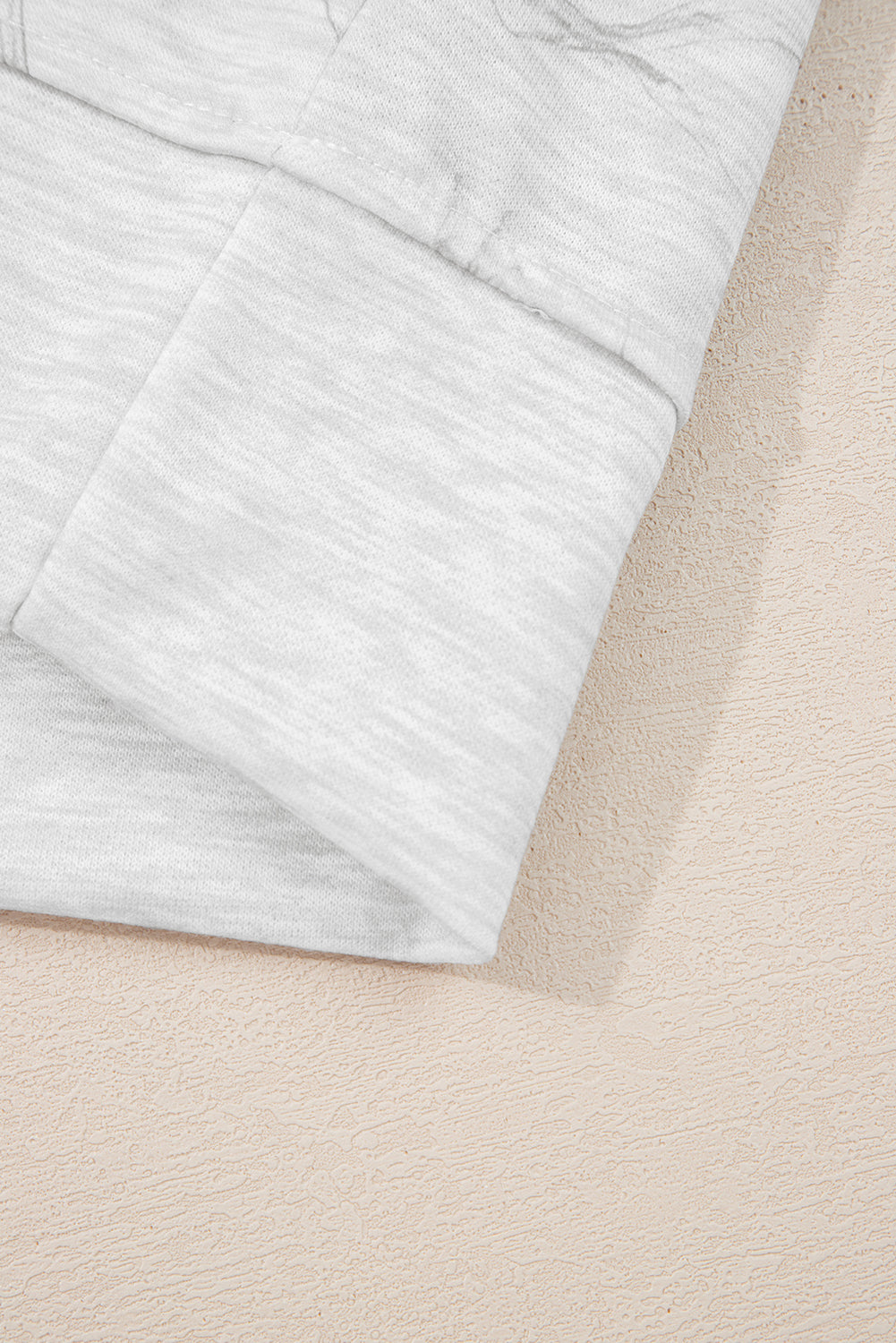 Light Grey Abstract Print Loose Drop Sleeve Hoodie Elastic Waistband 2pcs Pant Set