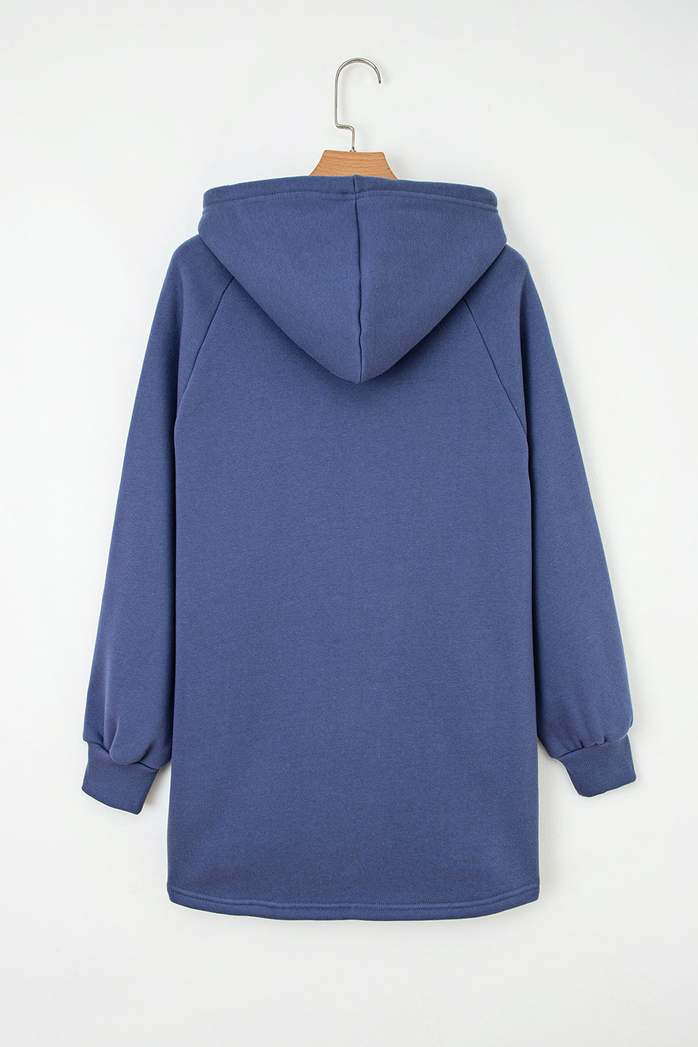 Dirty blue Fleece Lined Adjustable Drawstring Oversize Tunic Hoodie
