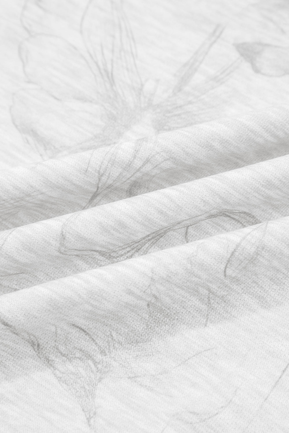 Light Grey Abstract Print Loose Drop Sleeve Hoodie Elastic Waistband 2pcs Pant Set