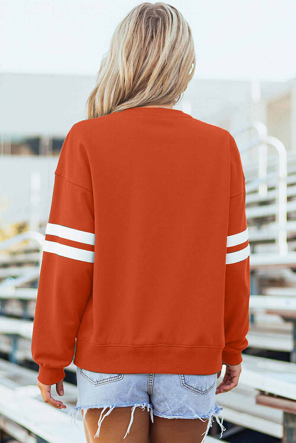 Evergreen Varsity Striped Detail Drop Shoulder Oversized Sweatshirt
