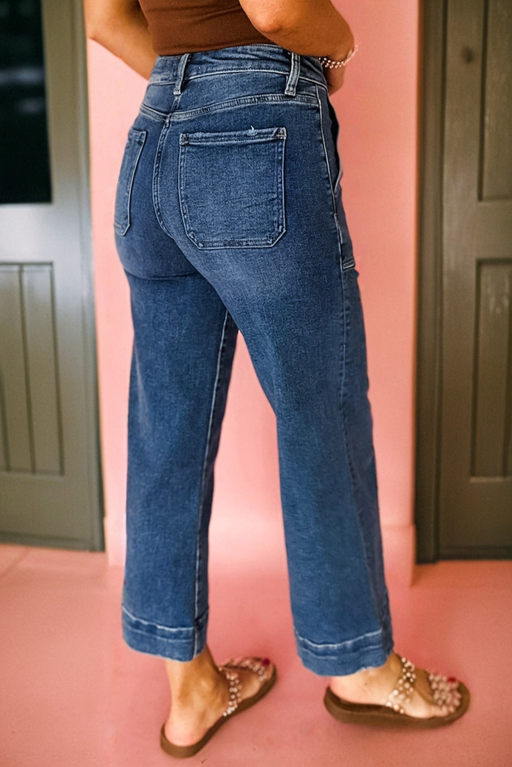 Breen Cropped High Rise Wide Leg Jeans