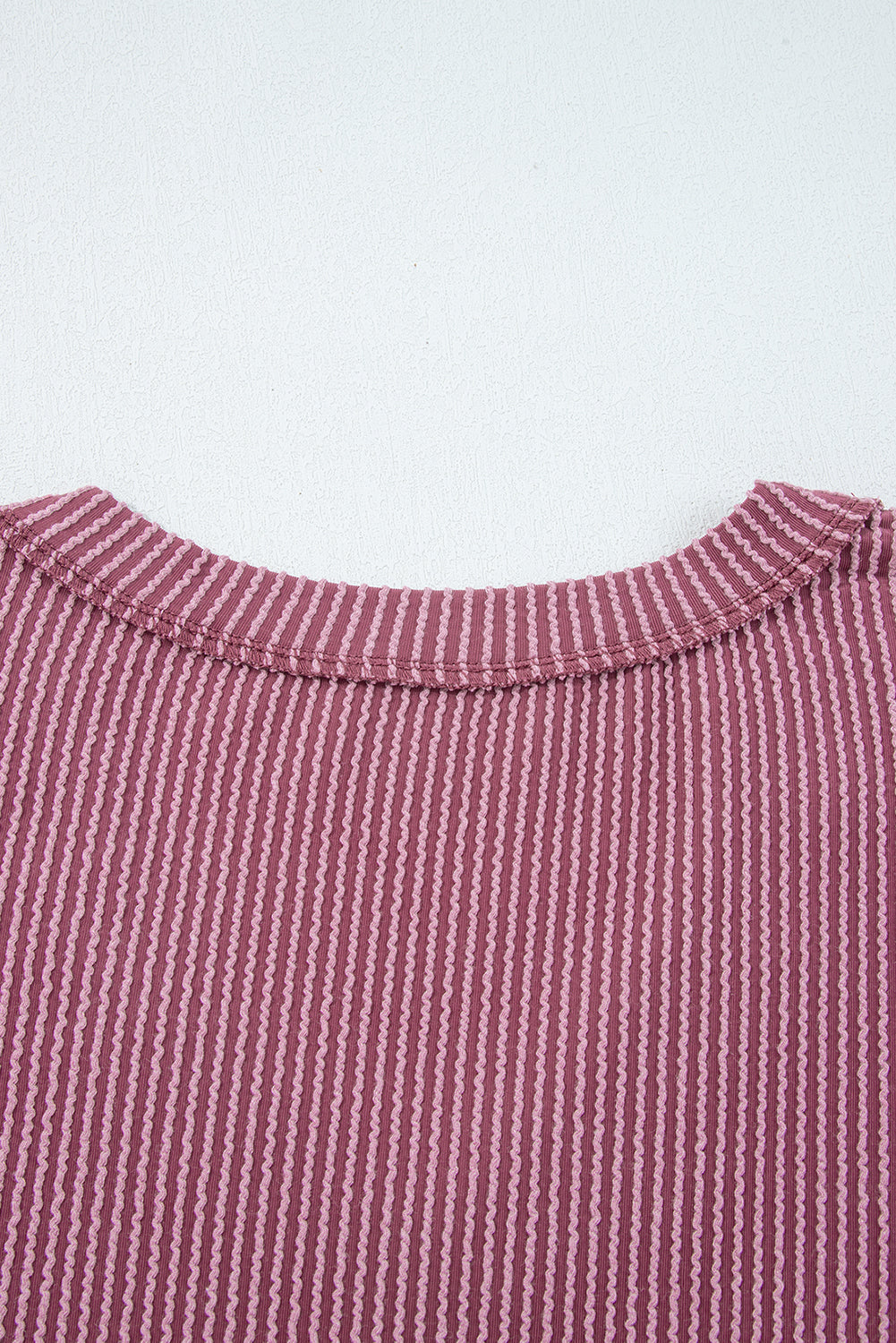 Fiery Red Twisted Rib V Neck Drop Shoulder Loose Sleeve Oversize Top