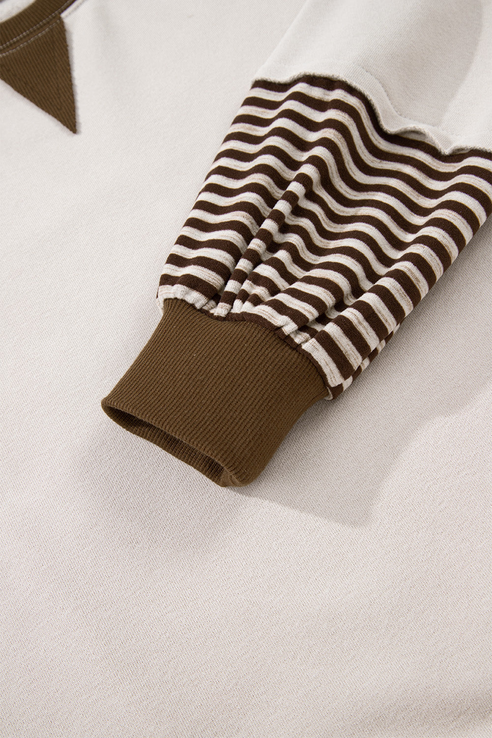 Parchment Striped Colorblock Patchwork Drop Shoulder Sweatshirt