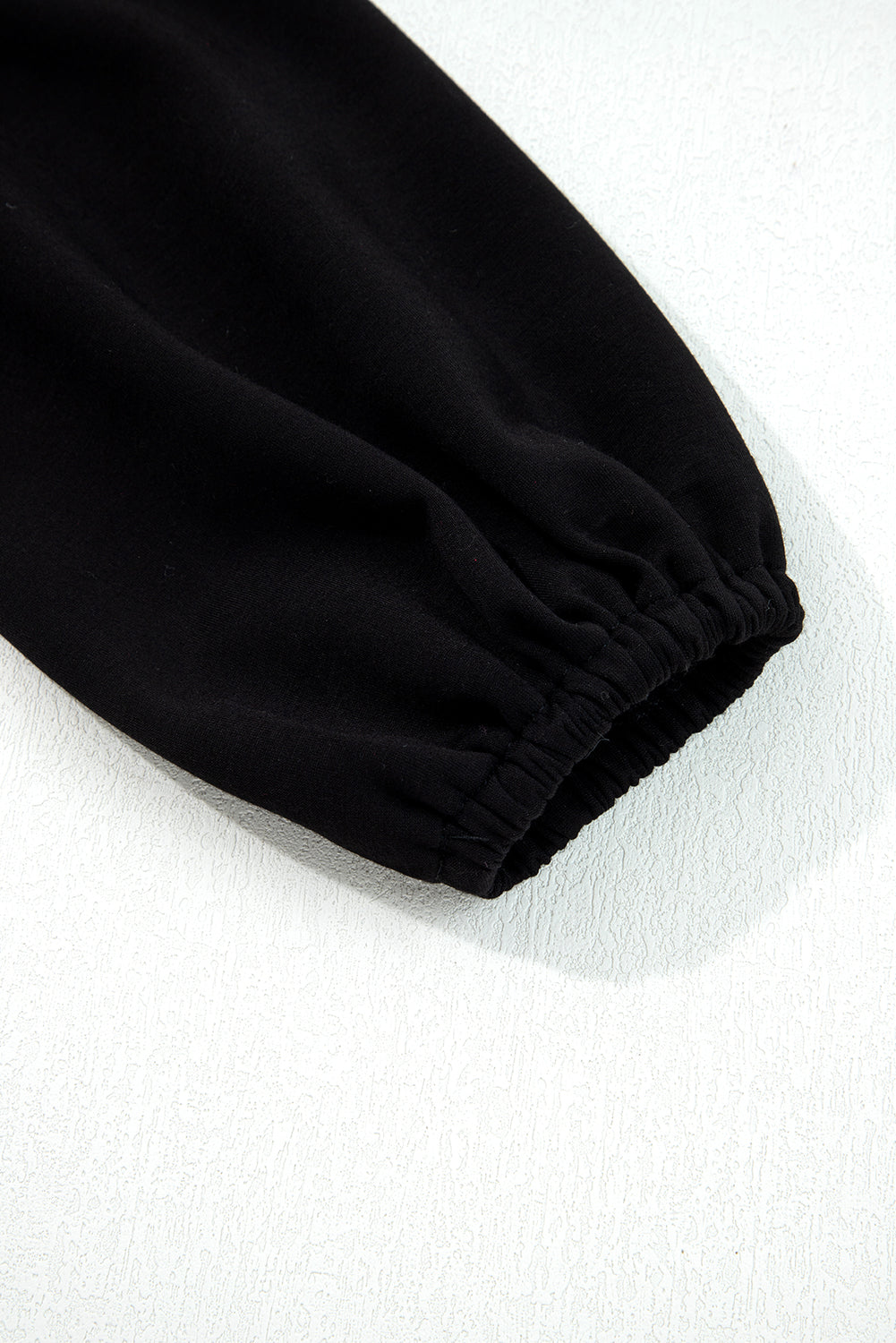Black Solid Color Ruched Detail Long Sleeve Midi Dress