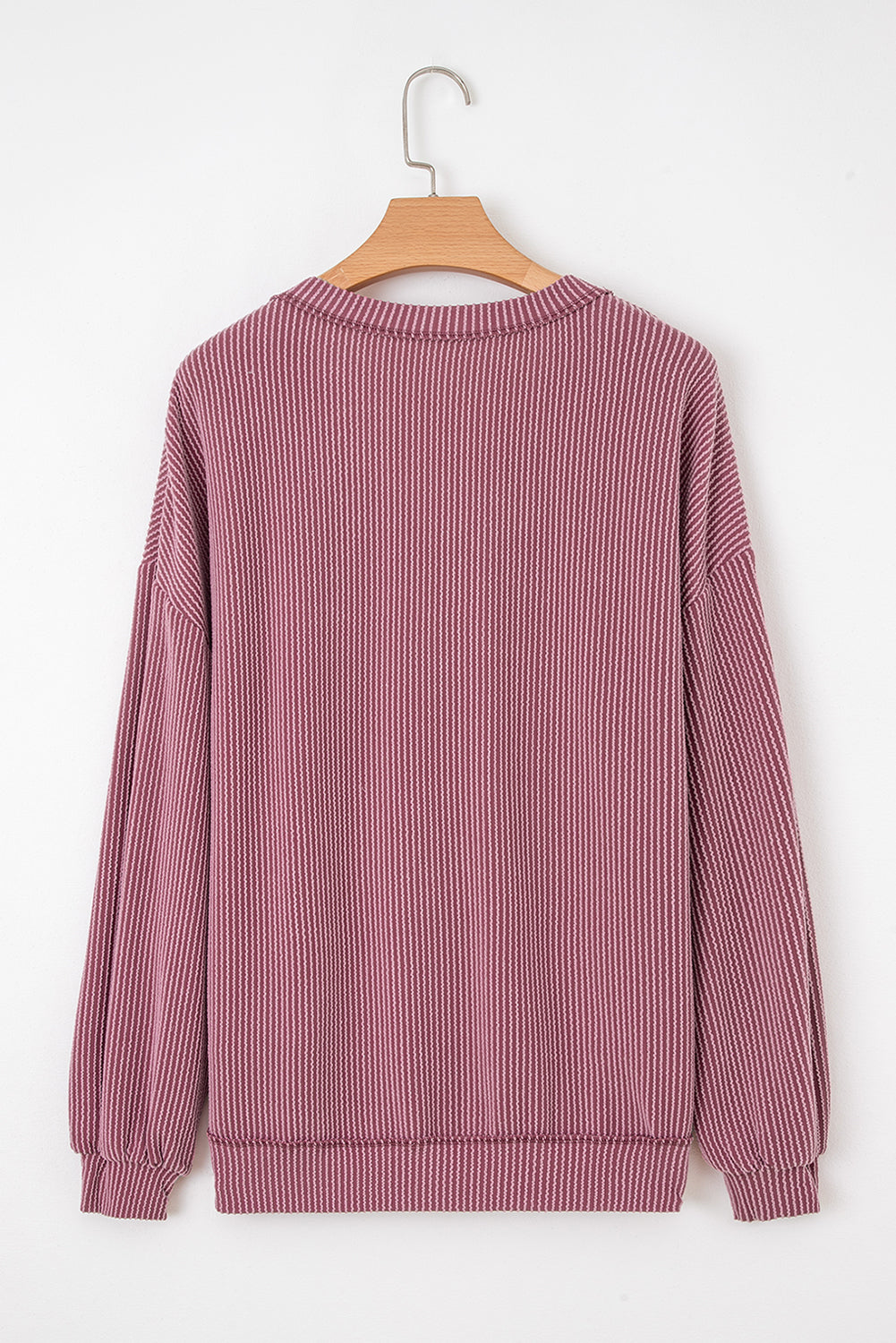 Fiery Red Twisted Rib V Neck Drop Shoulder Loose Sleeve Oversize Top
