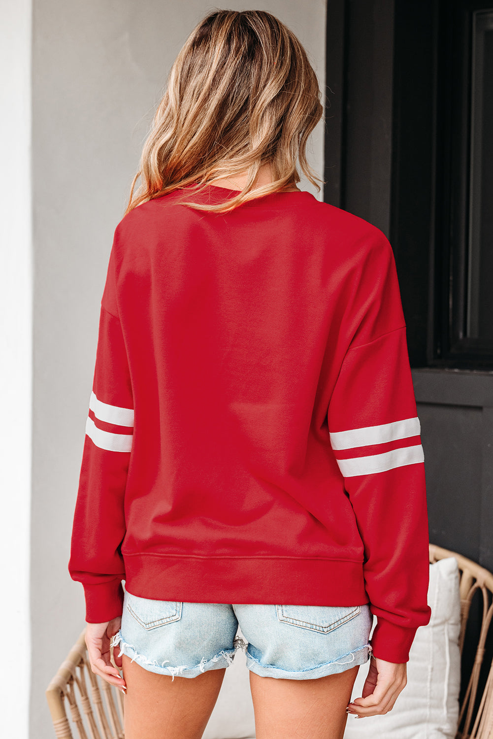 Evergreen Varsity Striped Detail Drop Shoulder Oversized Sweatshirt