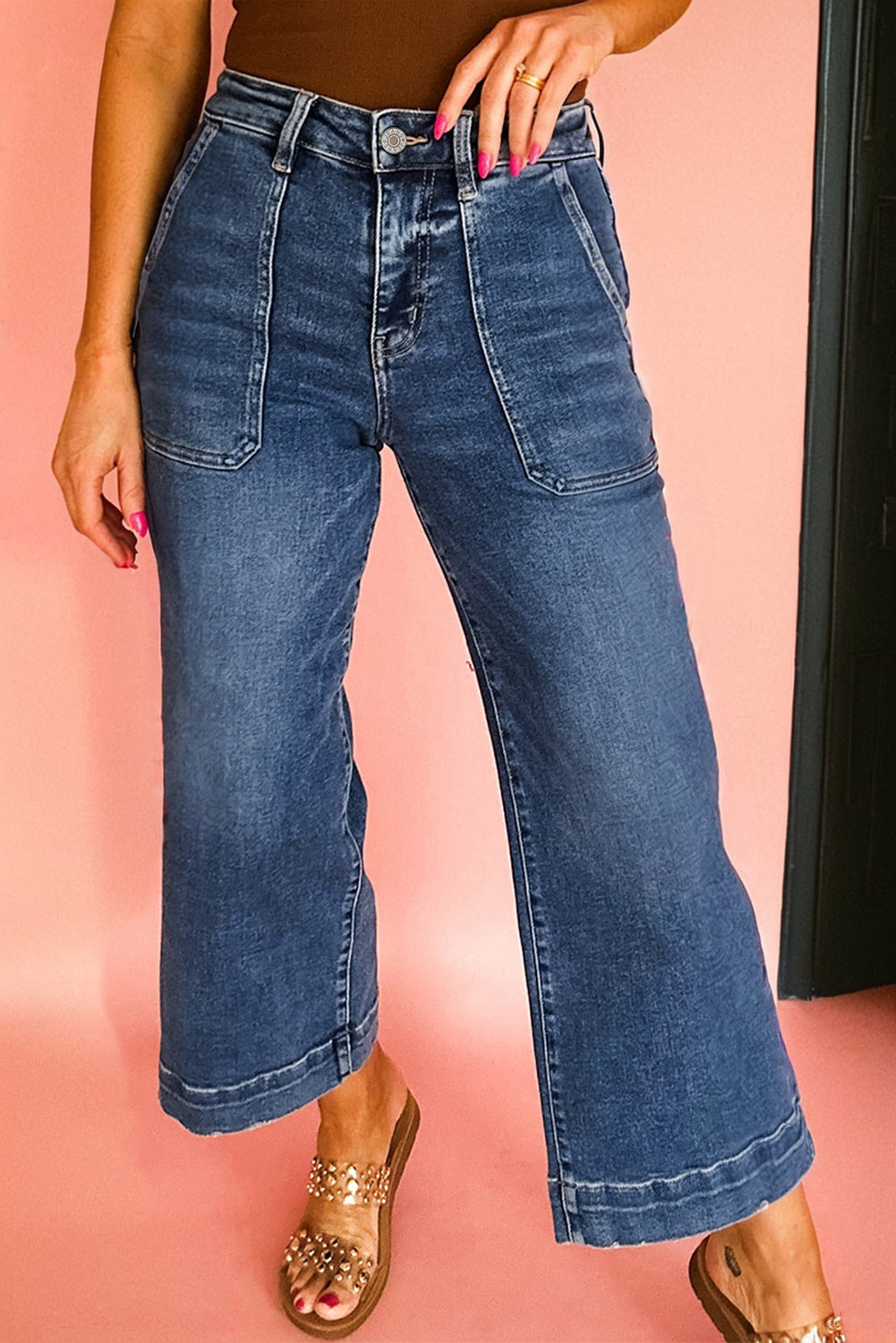Breen Cropped High Rise Wide Leg Jeans