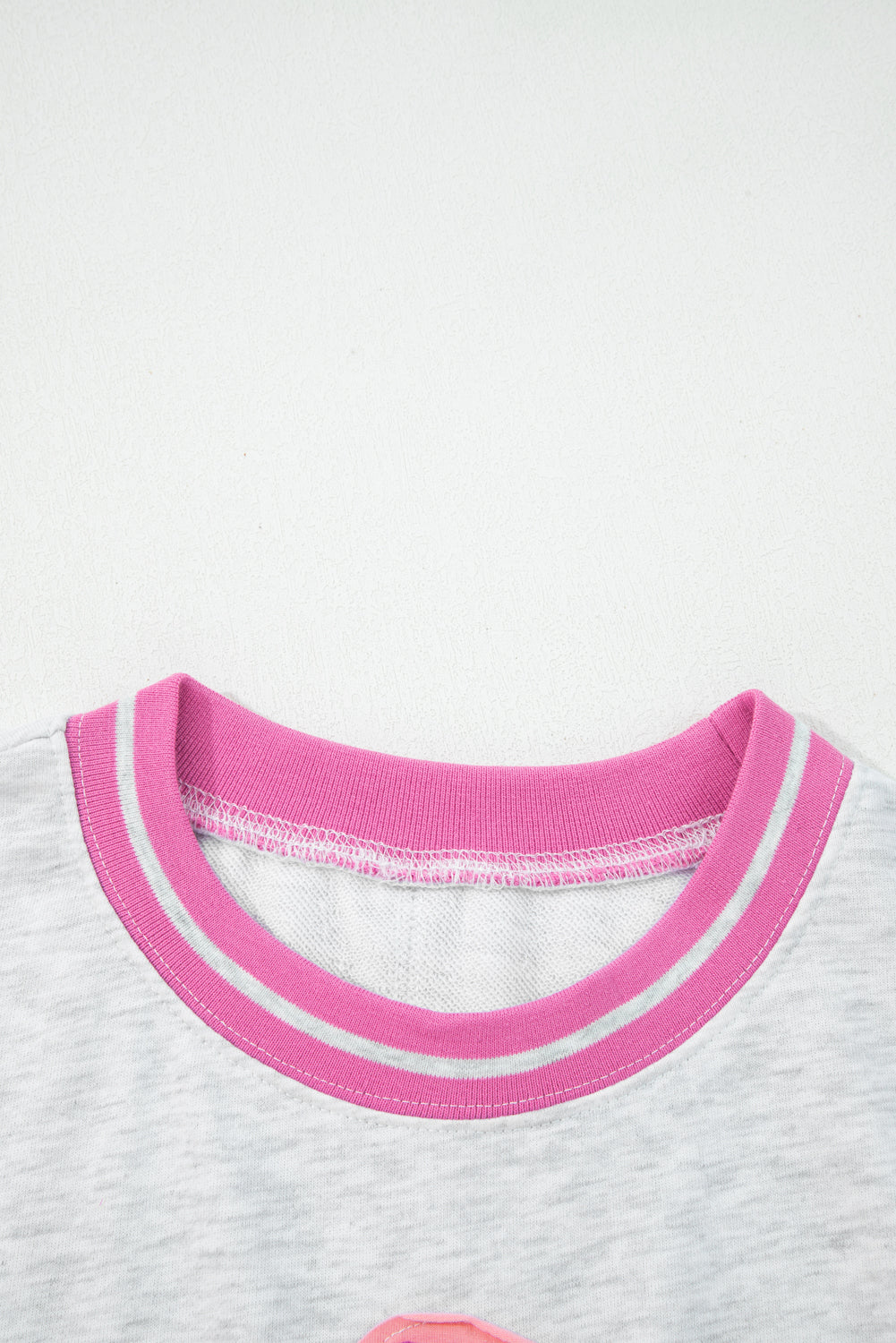 Gray Flower Patch Contrast Trim Crew Neck Sweatshirt