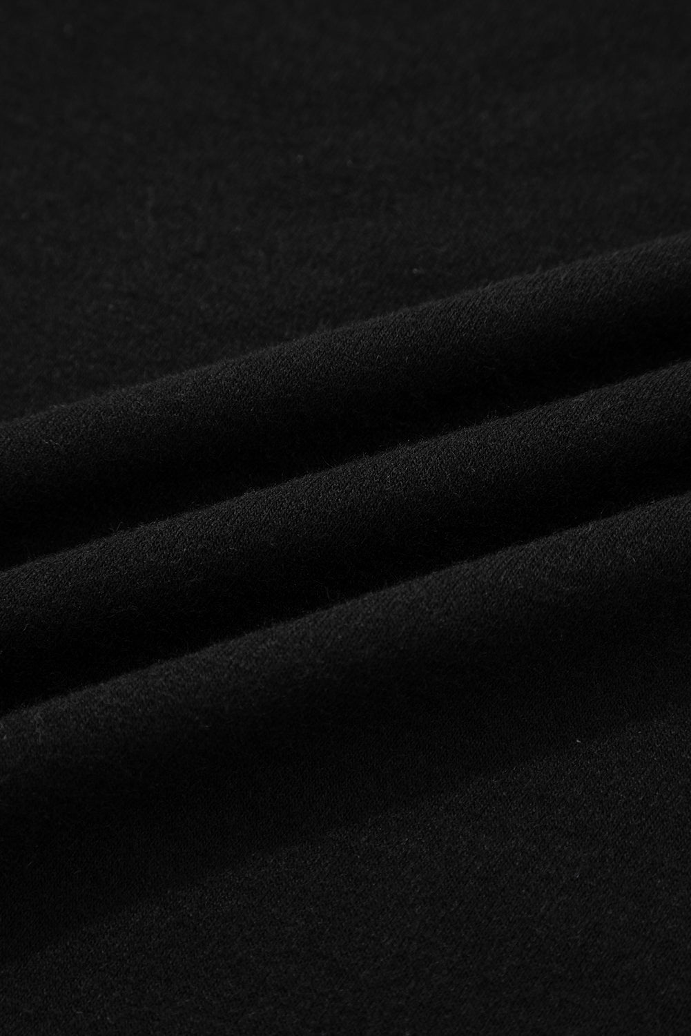 Black Solid Color Seam Detail Raglan Long Sleeve Top