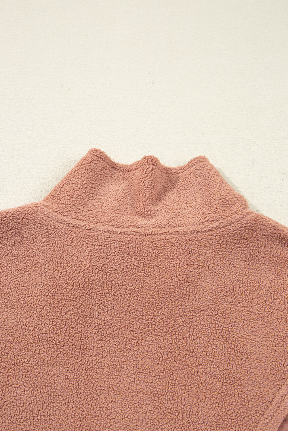 Camel Exposed Seam Side Pockets Half Zipper Baggy Sweatshirt