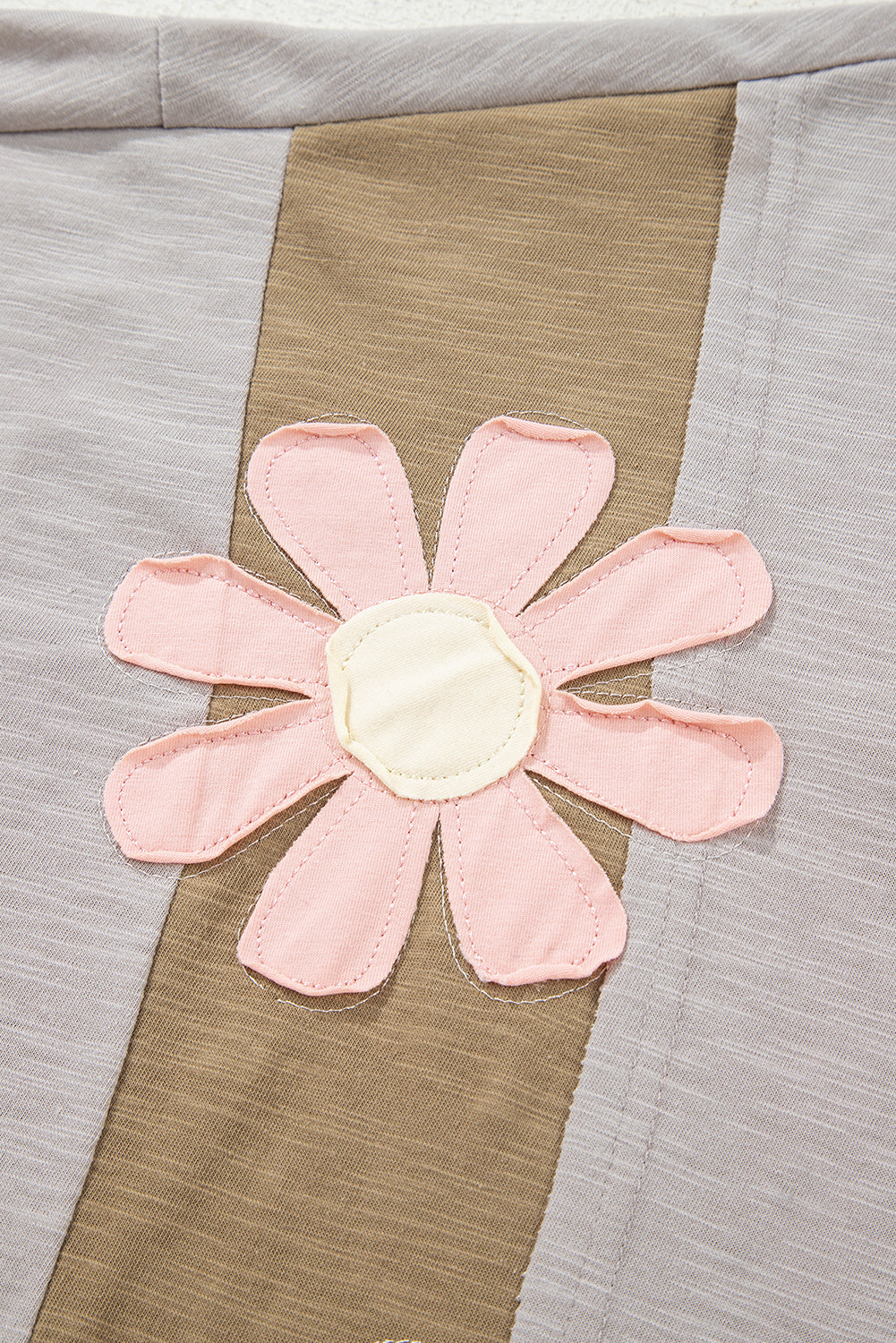 Green Flower Patched Exposed Seam Bracelet Sleeve Oversized T Shirt