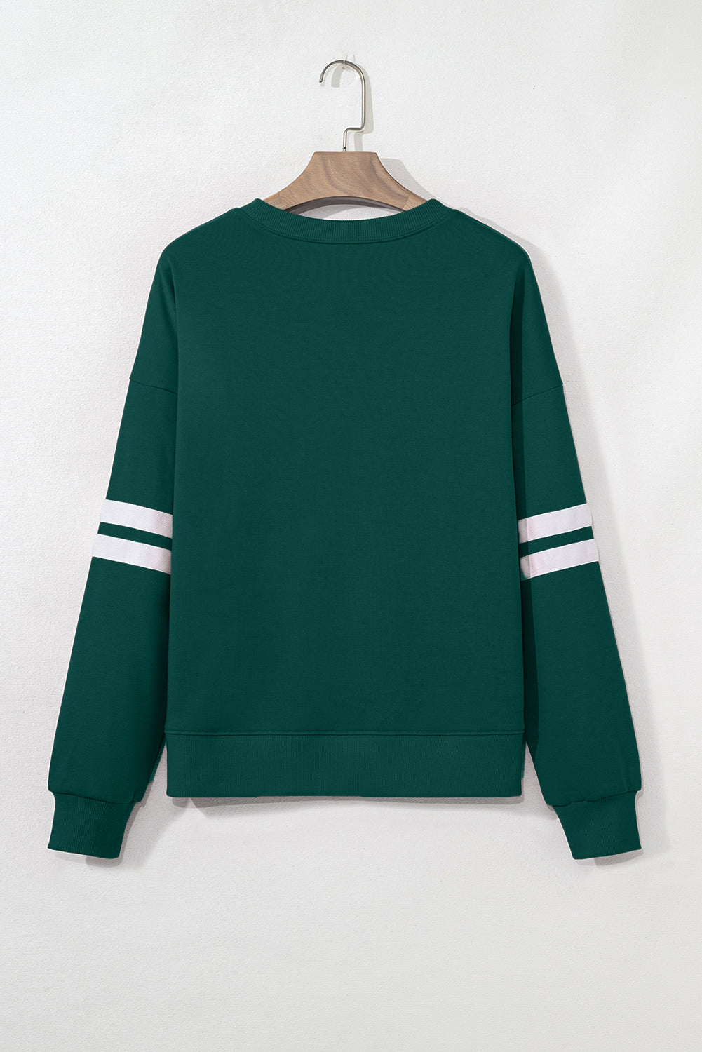 Evergreen Varsity Striped Detail Drop Shoulder Oversized Sweatshirt