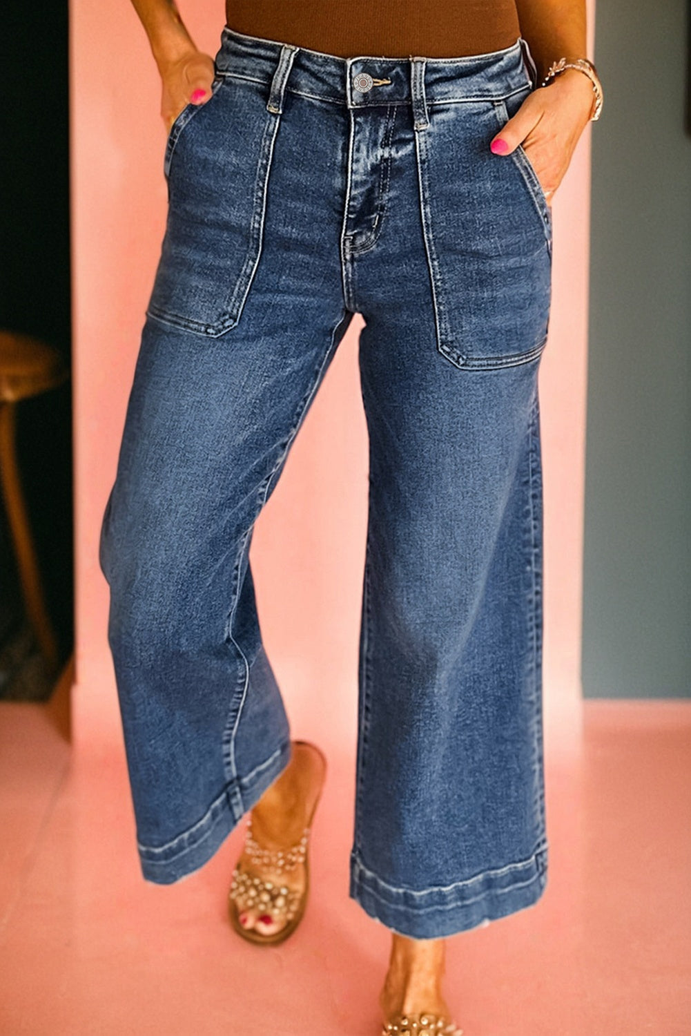 Breen Cropped High Rise Wide Leg Jeans
