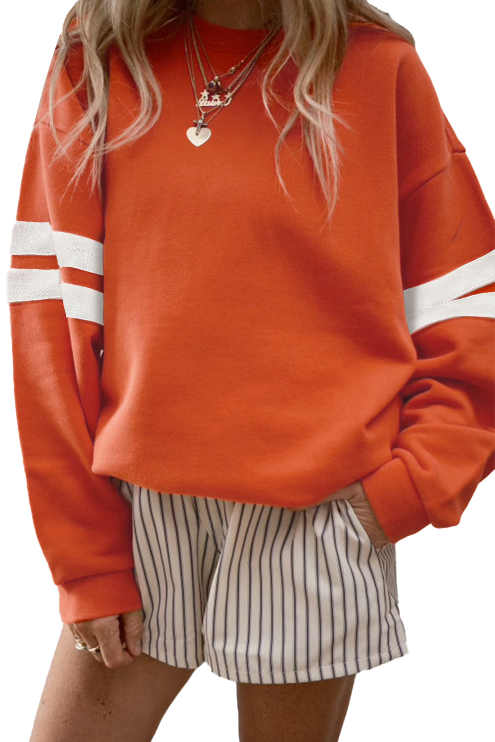 Evergreen Varsity Striped Detail Drop Shoulder Oversized Sweatshirt
