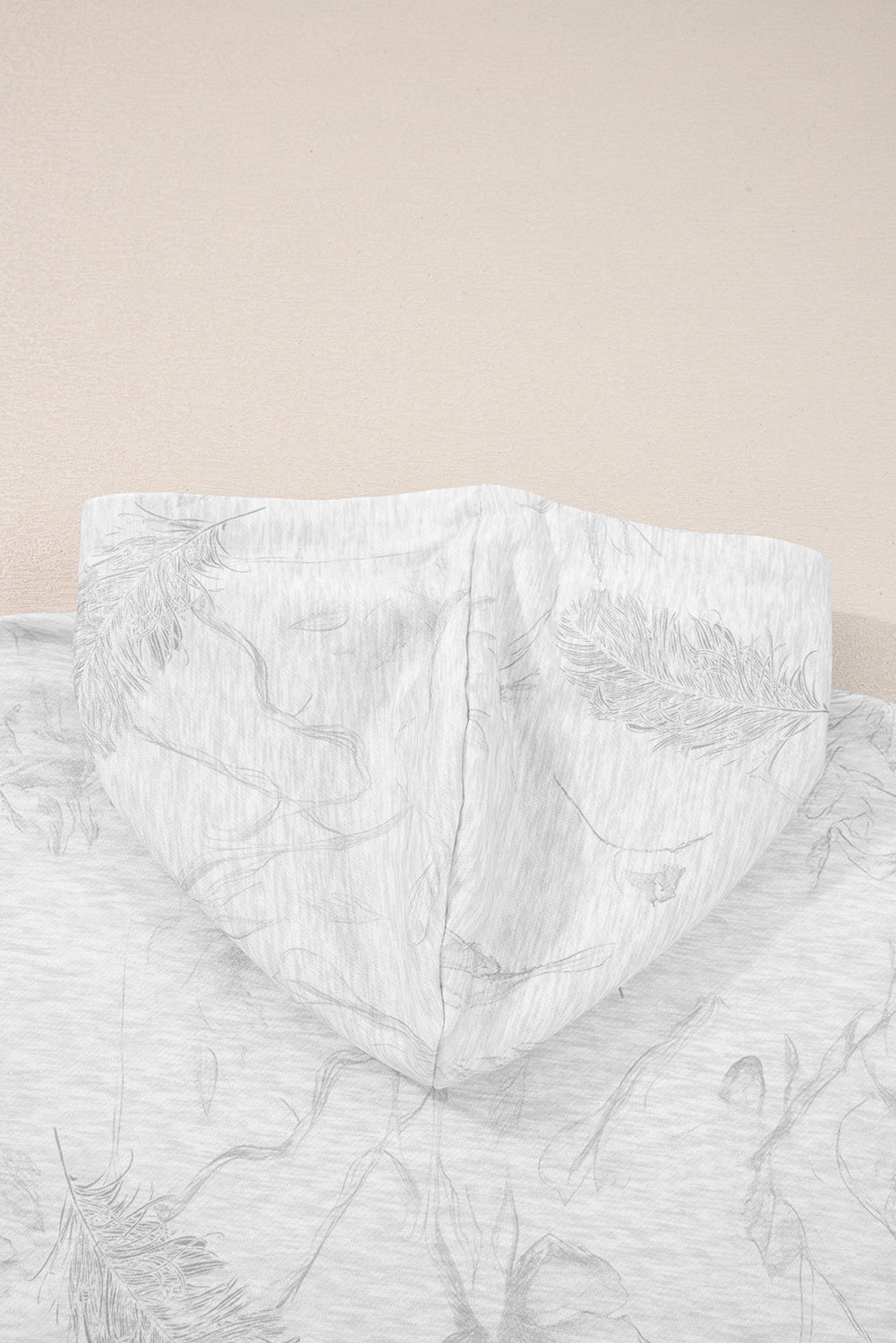 Light Grey Abstract Print Loose Drop Sleeve Hoodie Elastic Waistband 2pcs Pant Set