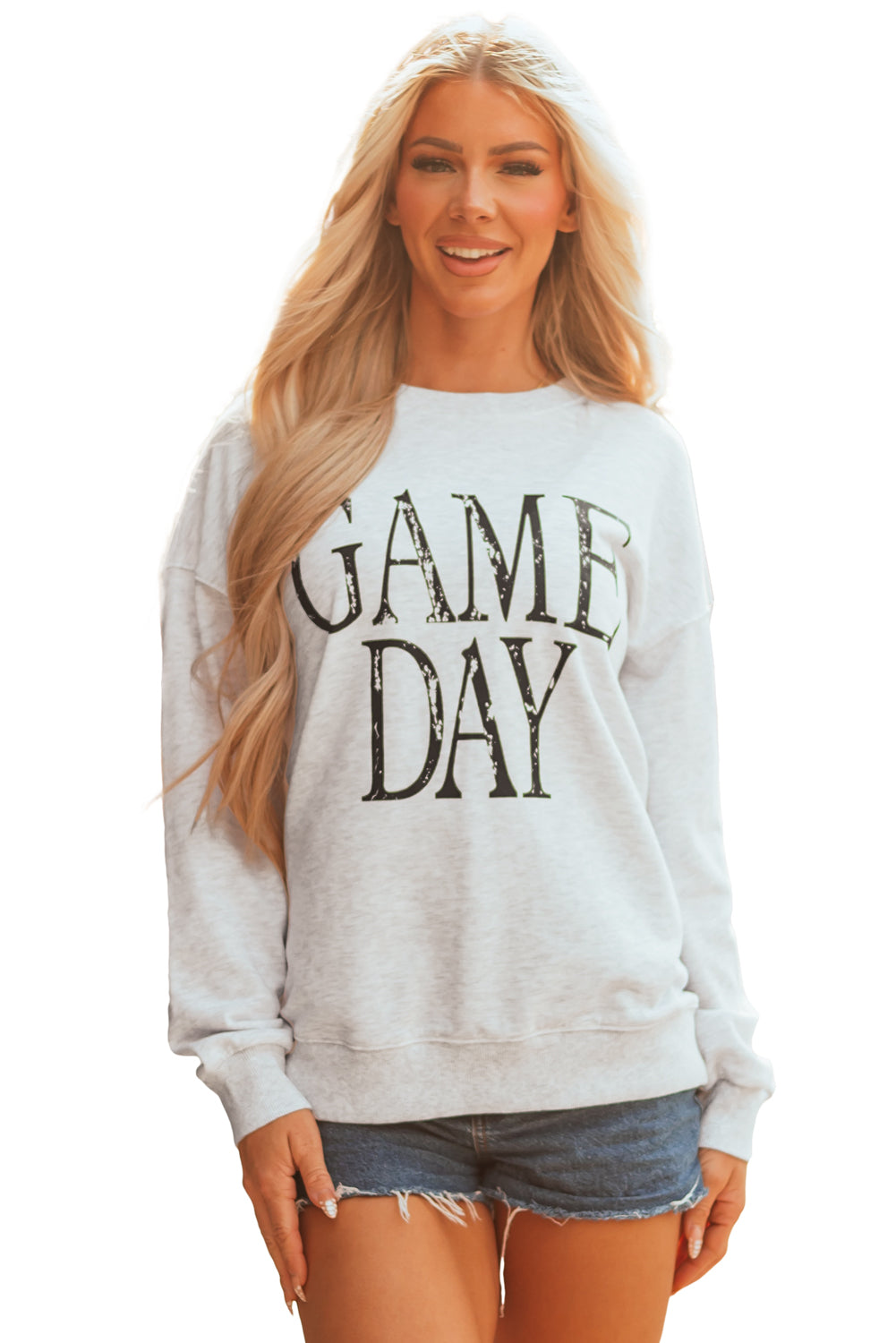 Blue Vintage Washed GAME DAY Graphic Baggy Sweatshirt