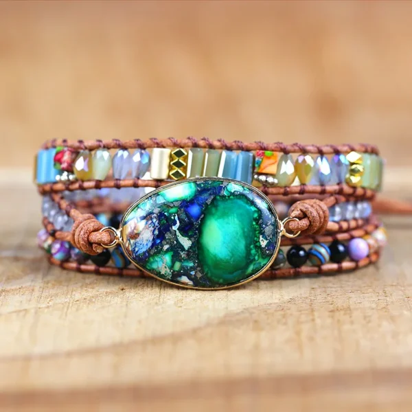 2025 Vintage Mixed Natural Stones Charm yoga Wrap Bracelets Handmade energy friendship yoga jewelry