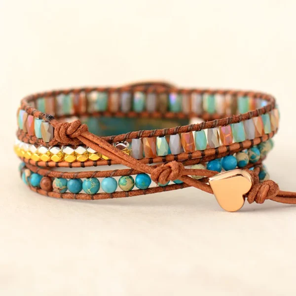 High End Women Leather Wrap Bracelets W/ Vibrant Stones Crystal Beads Bracelet Boho Spiritual Jewelry - Image 3