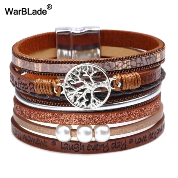 High Quality Vintage Tree of Life Bracelets Bangles For Women Braided Handmade Leather Bracelet Punk Rope Wrap Wristband Jewelry - Image 2