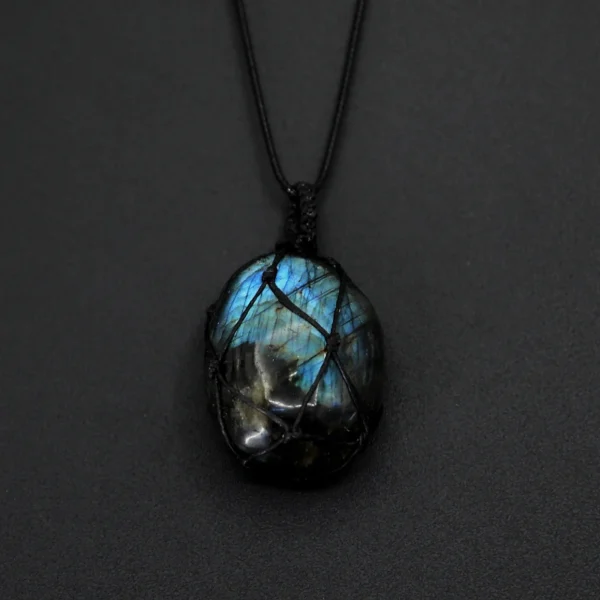 Labradorite Necklace Natural Stone Pendant Wrap braid Necklace Yoga macrame Necklace for men women Energy necklace - Image 4