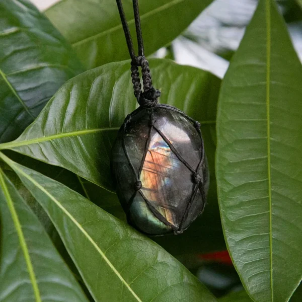 Labradorite Necklace Natural Stone Pendant Wrap braid Necklace Yoga macrame Necklace for men women Energy necklace - Image 6