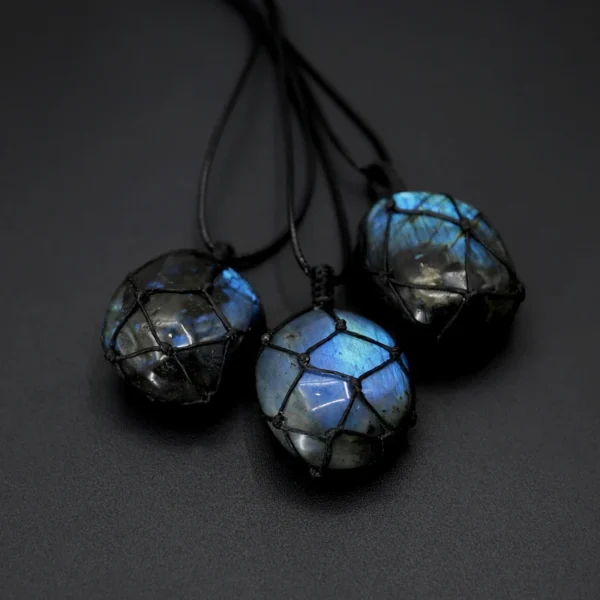 Labradorite Necklace Natural Stone Pendant Wrap braid Necklace Yoga macrame Necklace for men women Energy necklace - Image 5