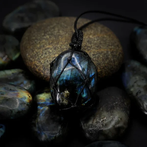 Labradorite Necklace Natural Stone Pendant Wrap braid Necklace Yoga macrame Necklace for men women Energy necklace - Image 2