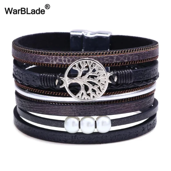 High Quality Vintage Tree of Life Bracelets Bangles For Women Braided Handmade Leather Bracelet Punk Rope Wrap Wristband Jewelry