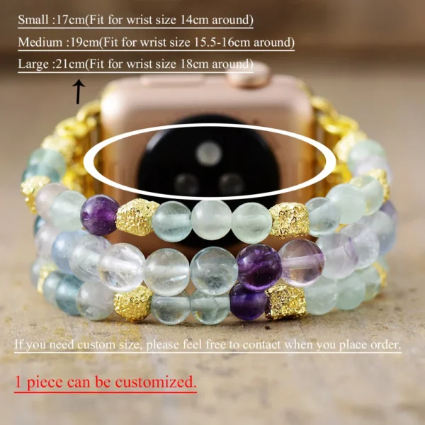 Boho Natural Stones Vintage Smart Watch Strap 38mm/45mm Elastic Wristwatch Band Replacement Cuff Bracelet Iwatch Jewelry - Image 6