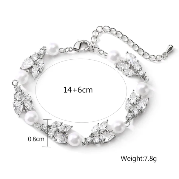 ZAKOL Luxury Shiny AAA Cubic Zirconia Imitation Pearl Charm Bracelet for Women Elegant Wedding Jewelry Gift - Image 6