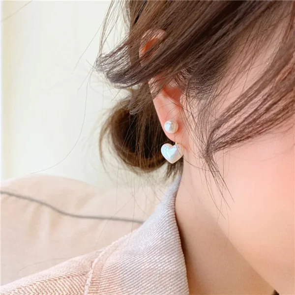 Imitation Pearl Earrings For Women Heart Round Stud Earrings Elegant Love Ear Stud Party Wedding Jewelry Valantine Day Gifts - Image 3