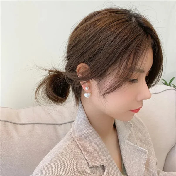 Imitation Pearl Earrings For Women Heart Round Stud Earrings Elegant Love Ear Stud Party Wedding Jewelry Valantine Day Gifts - Image 5