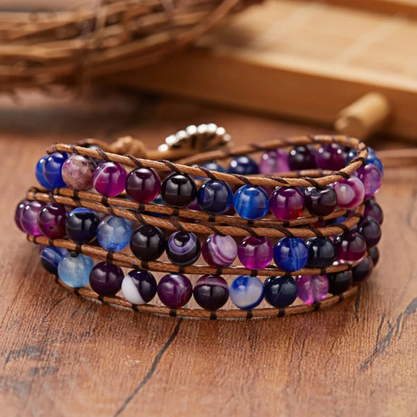 New Women Woven Wrap Bracelets Volcanic Stone Multi Color Beads Rope Chain Bracelet Bohemian Unisex Wristband Jewelry - Image 3