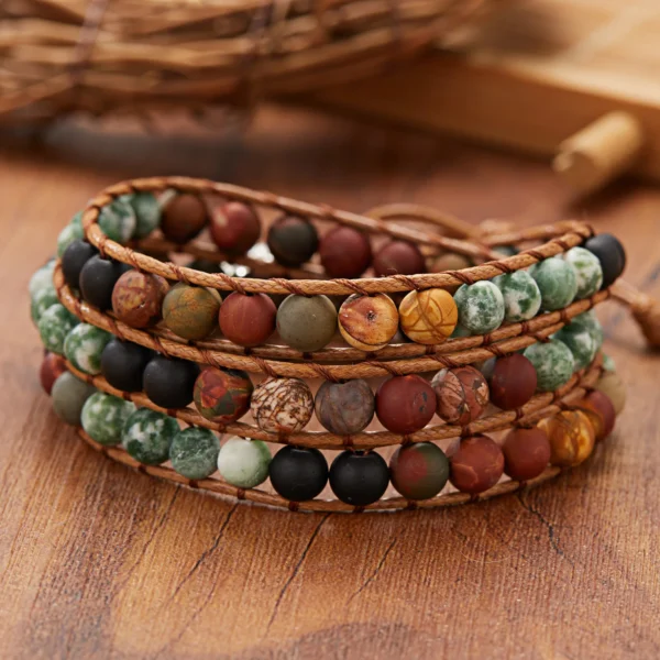 New Women Woven Wrap Bracelets Volcanic Stone Multi Color Beads Rope Chain Bracelet Bohemian Unisex Wristband Jewelry